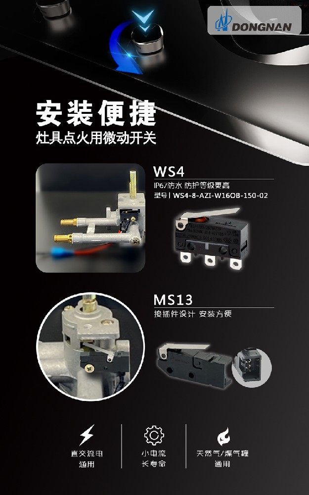 東南電子//灶具點(diǎn)火用微動(dòng)開關(guān)系列