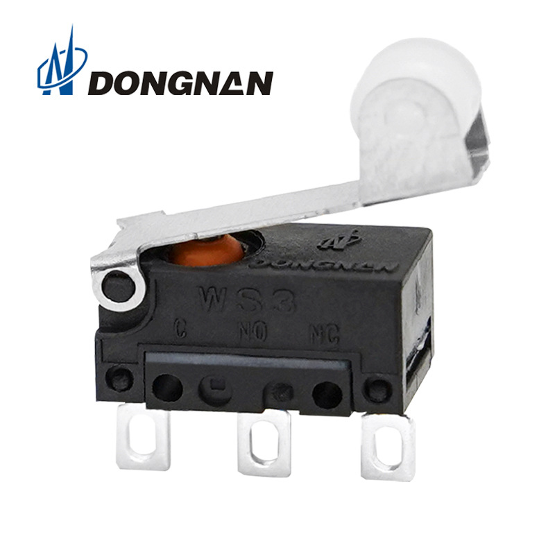 dongnan廠家WS3汽車側(cè)門后尾門防水微動(dòng)開(kāi)關(guān)帶直柄滾輪柄小型開(kāi)關(guān)
