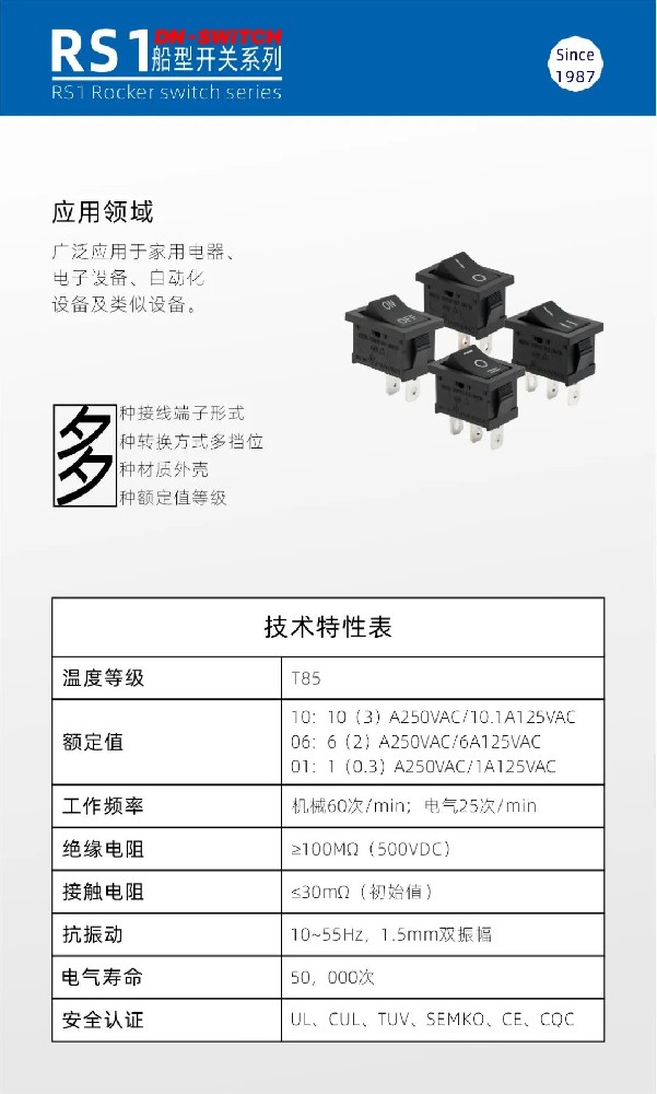 簡單可靠的RS1船型開關(guān)系列